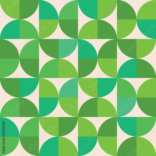 Mid century modern half circles pattern in lime green, forest green and teal. For home décor, wallpaper and textile  