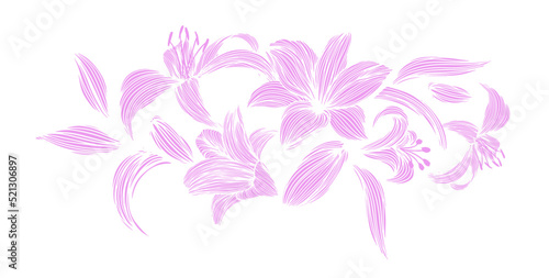 Pink abstraction from lily flowers. Vector illustration