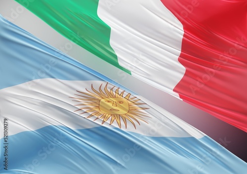 Abstract Argentina Flag, next to Italian Flag 3D Render(3D Artwork)