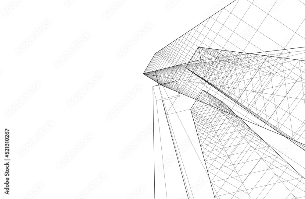 Fototapeta premium Abstract architecture drawing 3d illustration
