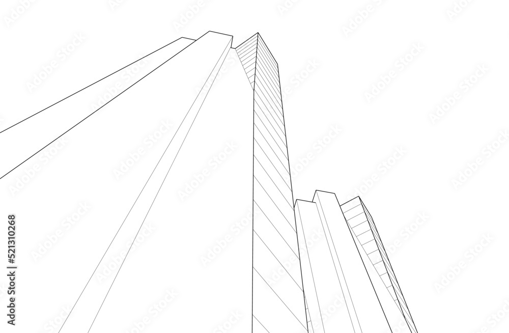 Obraz premium Abstract architecture drawing 3d illustration