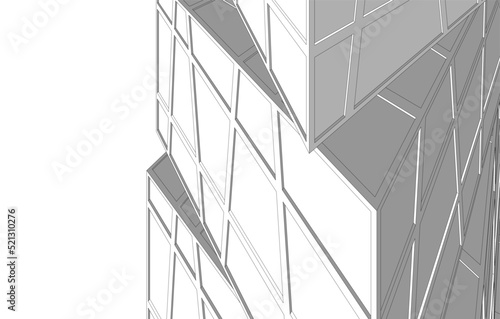 Abstract architecture drawing 3d illustration