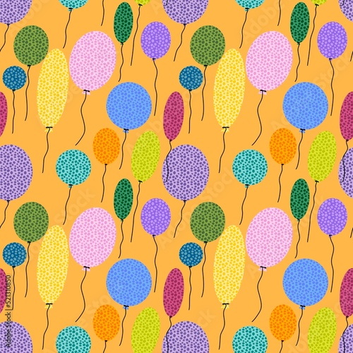 Birthday seamless bubble balloons pattern for festive wrapping paper and kids accessories and fabrics fabrics