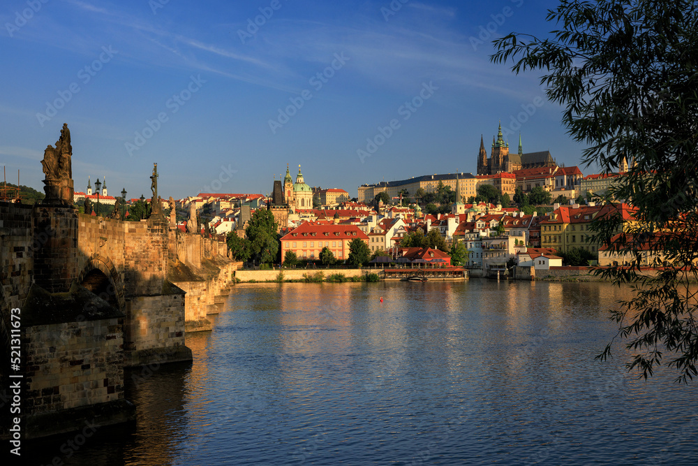 Karlsbruecke, Prag, Tschechien, Blick auf die Burg 
