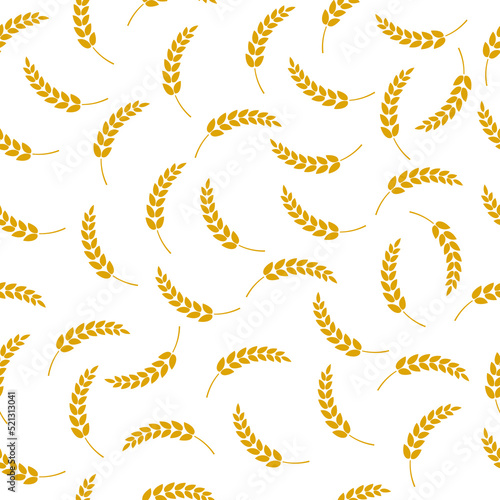 An ear of wheat seamless pattern. Harvest wheat grain. Template organic wheat, bread agriculture and natural eat. Design for print on fabric, wrapping paper, packaging. Vector illustration