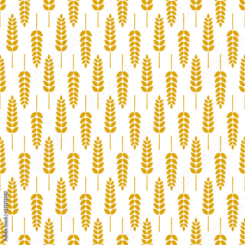 An ear of wheat seamless pattern. Harvest wheat grain. Template organic wheat, bread agriculture and natural eat. Design for print on fabric, wrapping paper, packaging. Vector illustration