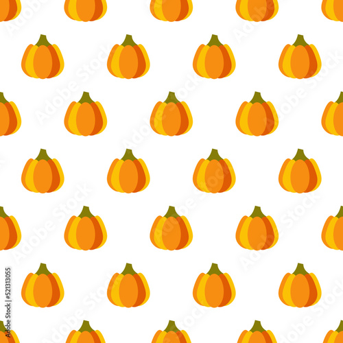 Pumpkins seamless pattern. Colorful pumpkins isolated on white background. Thanksgiving Background. Autumn pattern with pumpkin. Design for print wrapping paper, fabric, wallpaper. Vector illustration