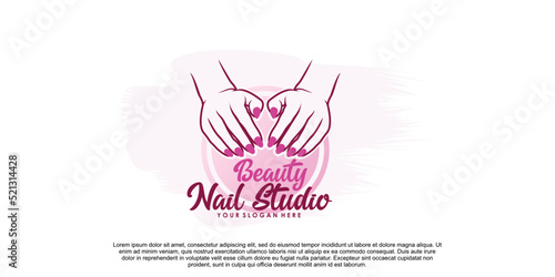 Beauty nail studio logo design for manicure and pedicure with creative concept Premium Vector part 1