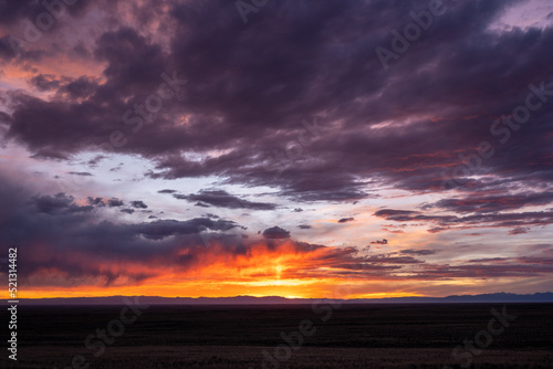 Orange and Purple Clouds Over Colorado Plains