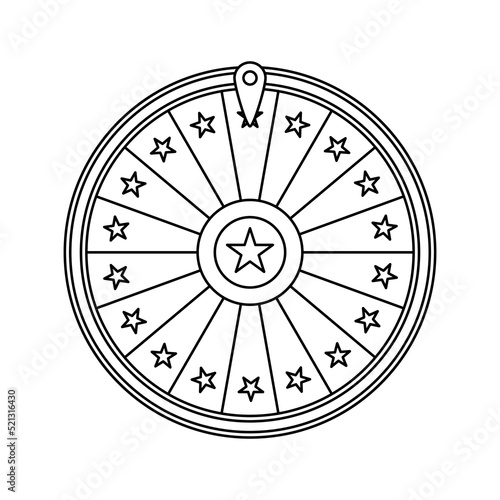 Coloring page with Fortune Wheel for kids