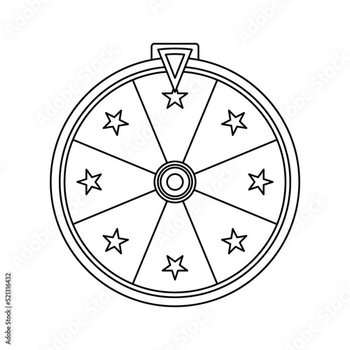 Coloring page with Fortune Wheel for kids