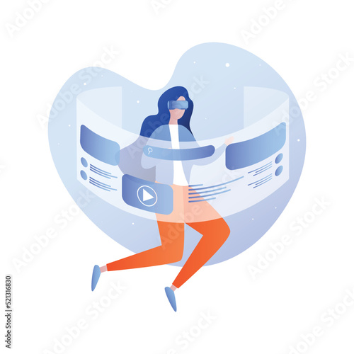 Woman use vr technologyconcept. Can use for web banner, infographics, hero images. Flat isometric vector illustration isolated on white background. photo