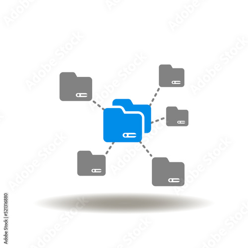 Vector illustration of directory network flowcharе. Icon of distributed database. Symbol of AD Active Directories. Sign of data shared. © wladimir1804