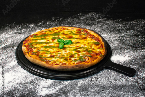 vegetarian italian Pizza with tomatoes, mozzarella cheese. Delicious italian pizza