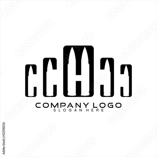 Vector logo design template letter C with ammunition concept.