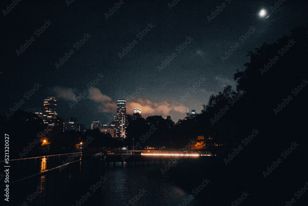 city skyline at night