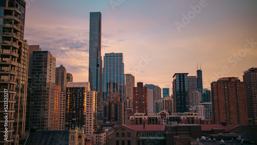 city skyline at sunset