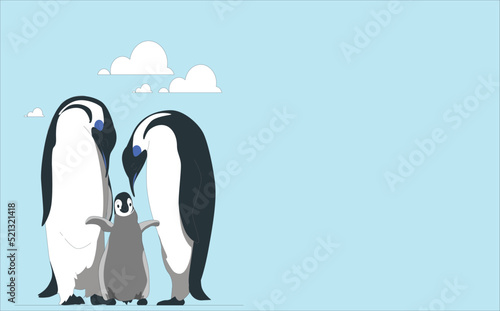 Fotografie, Obraz South pole wildlife flat vector illustration