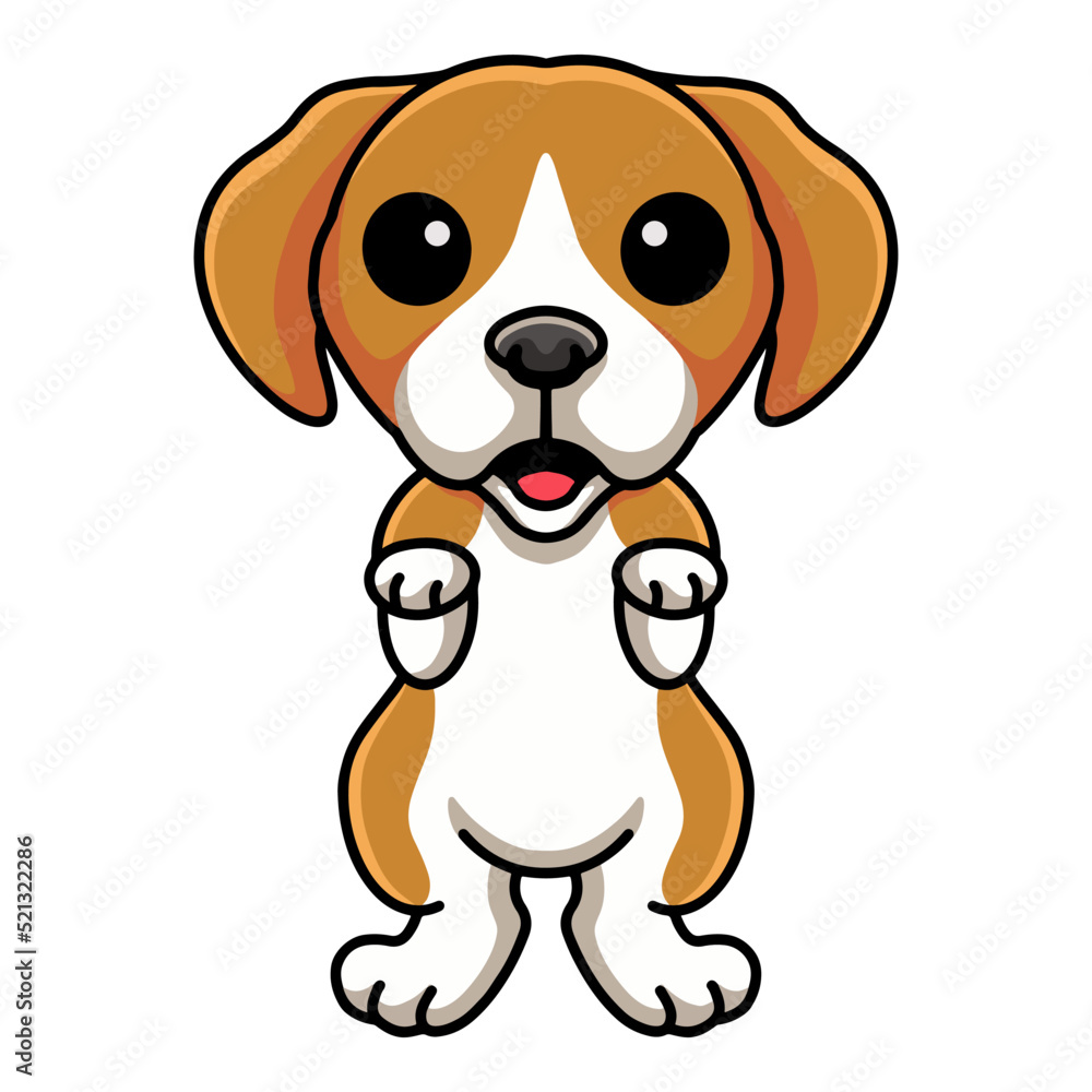 Cute little beagle dog cartoon standing