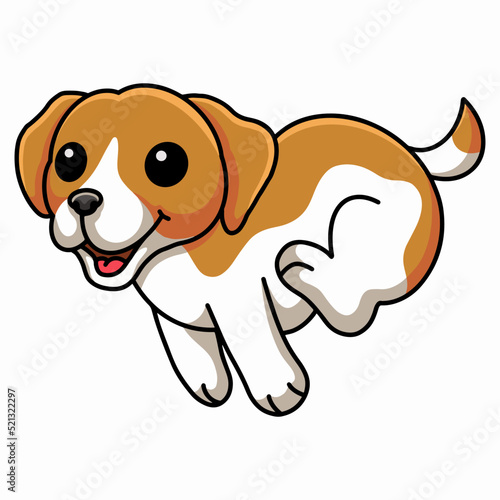 Cute little beagle dog cartoon running