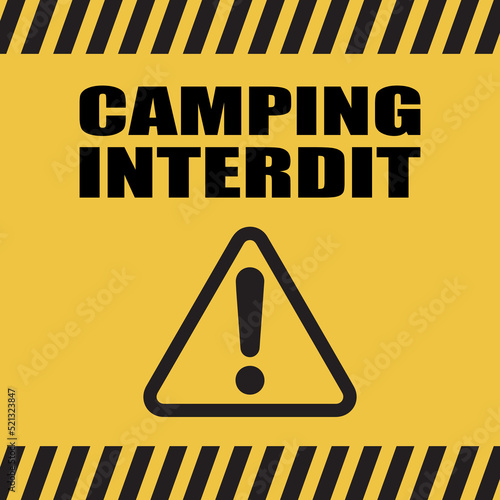 Logo camping interdit.