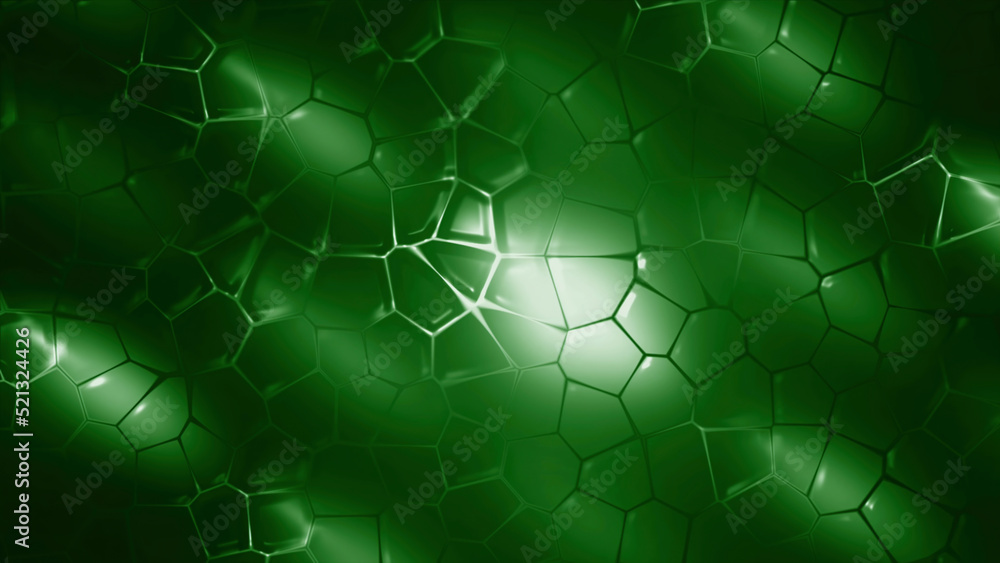 Green background with snake pattern. Motion. Mosaic pattern in style of snake or crocodile skin. Background with polygonal pattern and moving lines