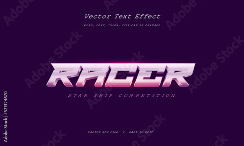 Racer futuristic Cyber space ship editable movie and game style text effect