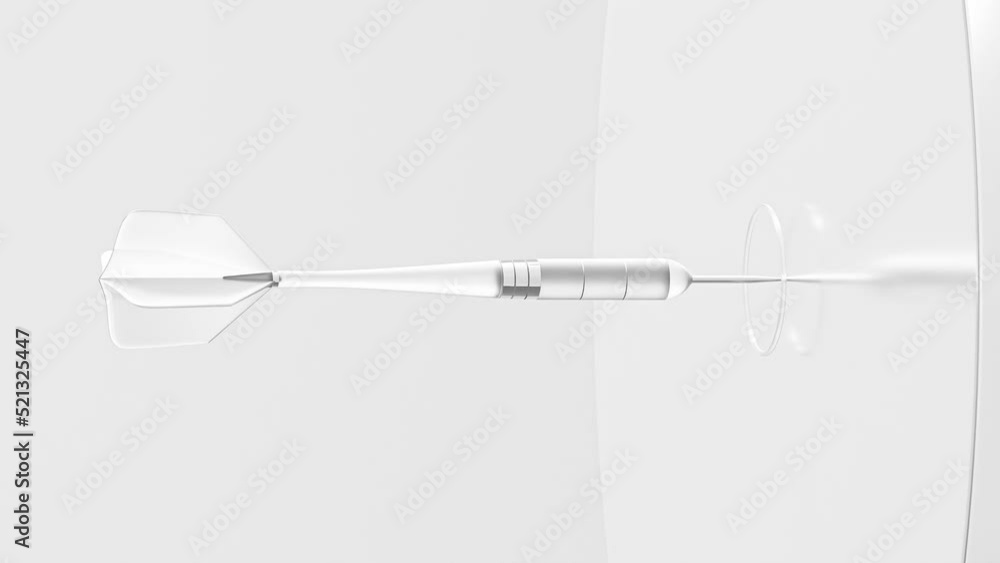 White translucent dart placed on center of translucent dartboard. light shines from behind the dart. Success target and Minimal idea concept. Animation seamless loop, 3D Render. White translucent dart placed on center of translucent dartboard. light shines from behind the dart. Success target and Minimal idea concept. Animation seamless loop, 3D Render.