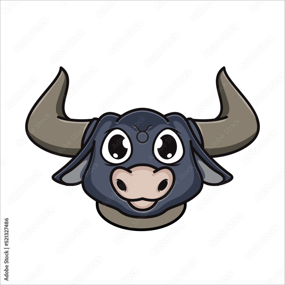 Fototapeta premium Cute Taurus zodiac, Bull logo design illustration