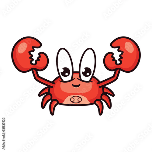 Cute cancer zodiac  Crab logo design illustration
