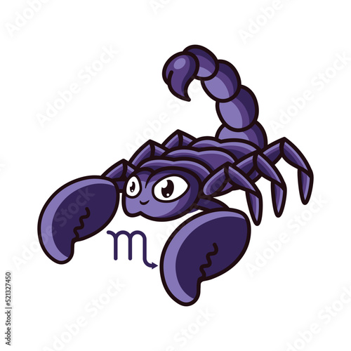 Cute Scorpio zodiac, Scorpion logo design illustration