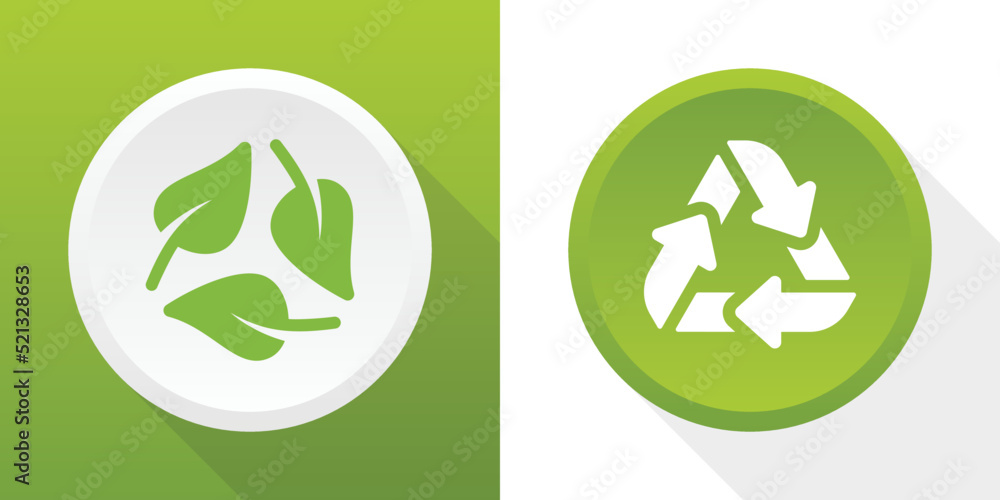 Obraz premium Recycle icon symbol vector. Recycling circle button illustration.