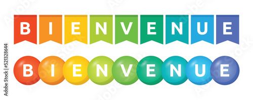 Bienvenue text for welcome in French language colorful design banner vector illustration.