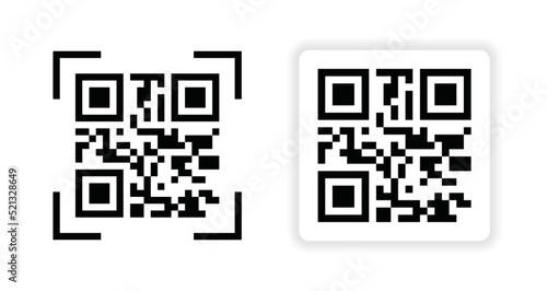 QR code symbol for smartphone scanning isolated on white background.