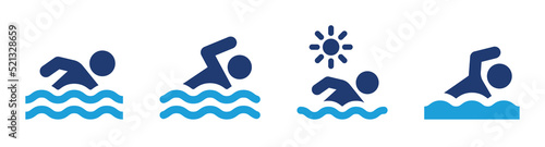 Fotografie, Obraz Swimming in the sea vector icon set illustration