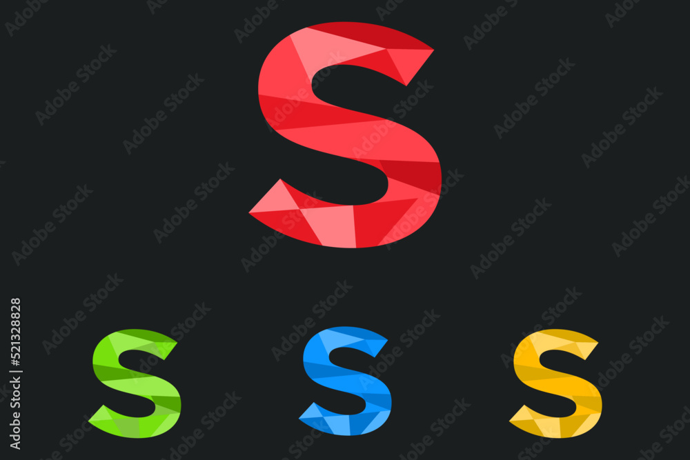 Letter S Polygonal Logo Vector Illustration. low poly, geometric design Letter S Polygonal Logo Vector Illustration. low poly, geometric design