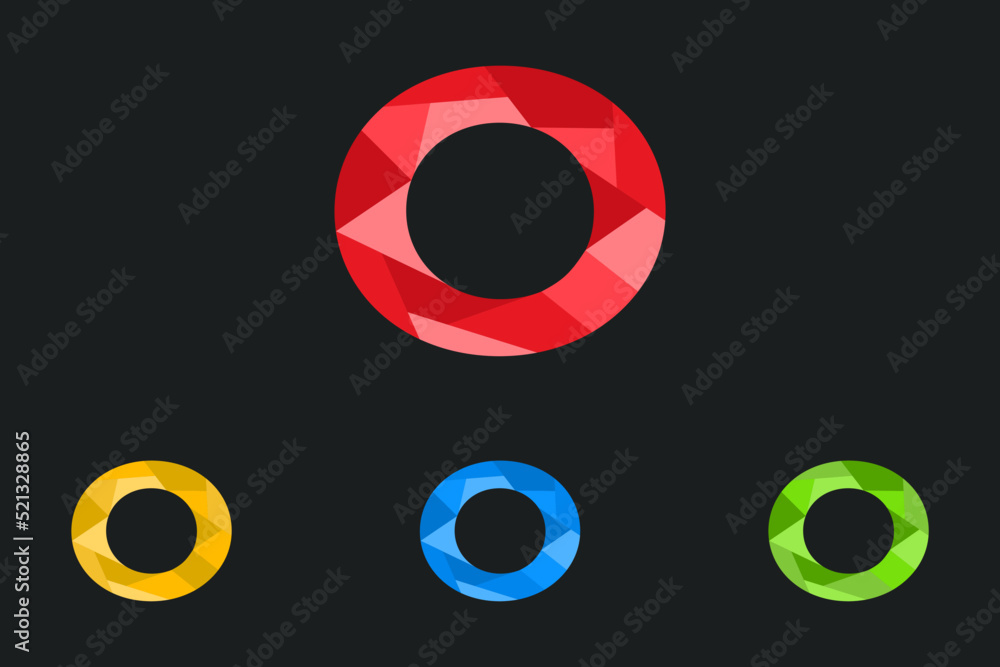 Letter O Polygonal Logo Vector Illustration. low poly, geometric design