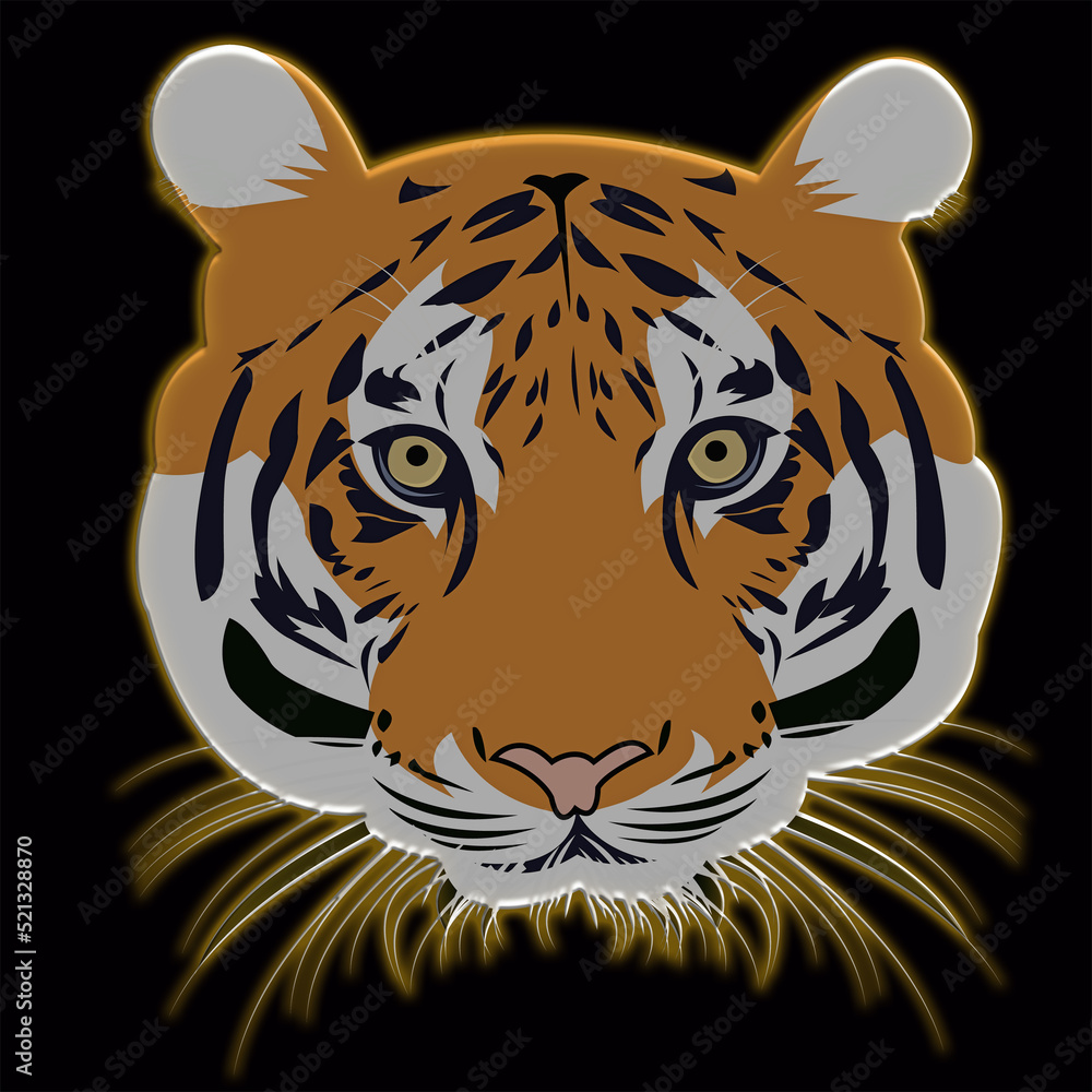 Beautiful and formidable face of Bengal tiger on black background Beautiful and formidable face of Bengal tiger on black background