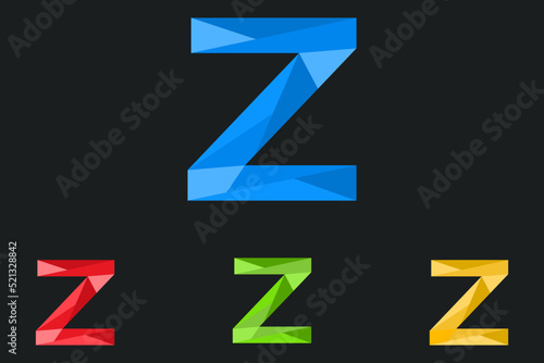 Letter Z Polygonal Logo Vector Illustration. low poly, geometric design