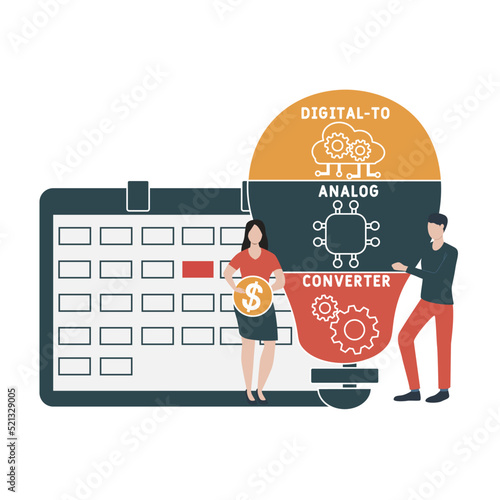DAC - Digital-to-Analog Converter acronym. business concept background. vector illustration concept with keywords and icons. lettering illustration with icons for web banner, flyer, landing pag