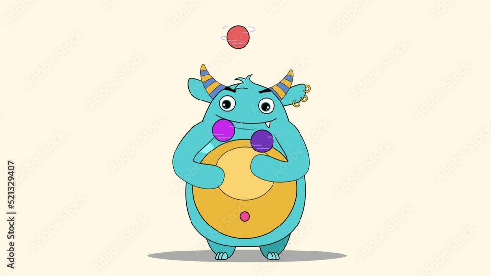 Juggling by a two horned monster Juggling by a two horned monster