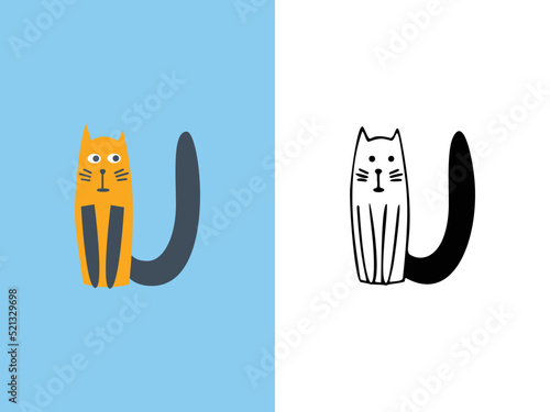 Cute Cats Letter U Logo Designs.