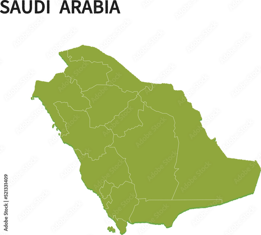 Fototapeta premium サウジアラビア/SAUDI ARABIAの地域区分イラスト