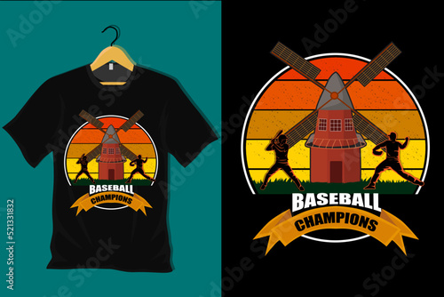 Baseball Champions Retro Vintage T Shirt Design
