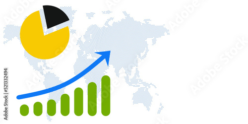 World price growth banner design. Template for investment, business and trade. Vector price growth histogram. News template place for text