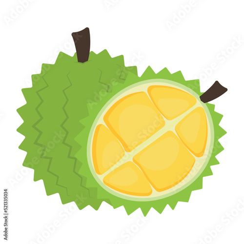 Animated Durian Fruits Icon Clipart Hand Drawing Vector Illustration Image