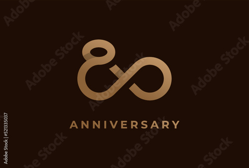 Abstract Number 80 Logo, Number 80 with infinity icon combination, can be used for birthday and business logo templates, flat design logo, vector illustration