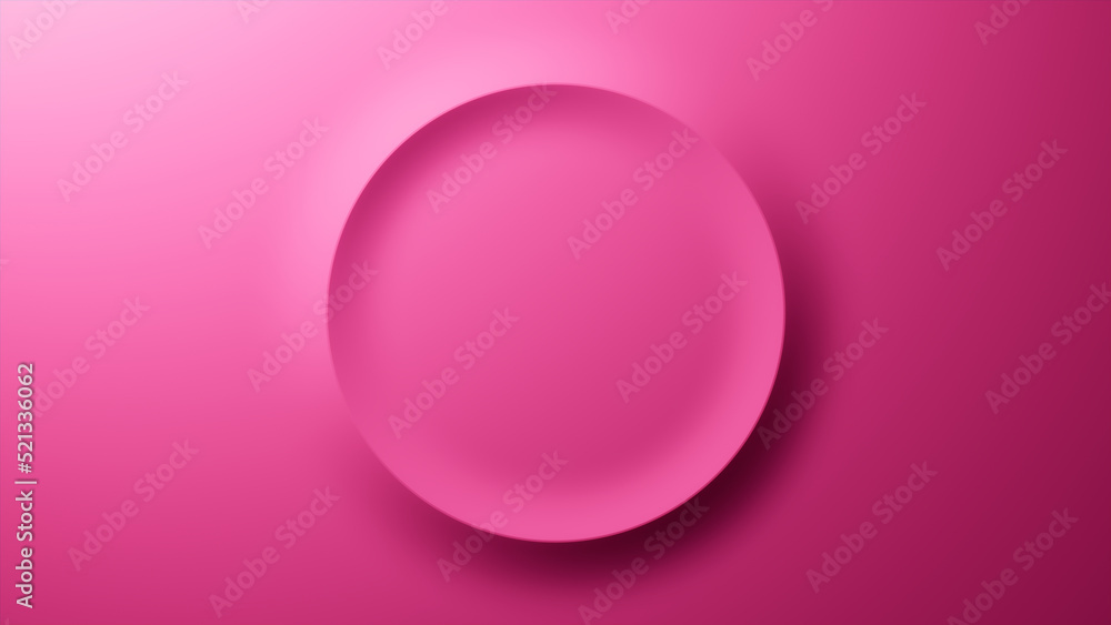 Pink Gradient Background with Embossed Circle. Minimalist Surface with Extruded 3D Shape. 3D Render. Pink Gradient Background with Embossed Circle. Minimalist Surface with Extruded 3D Shape. 3D Render.
