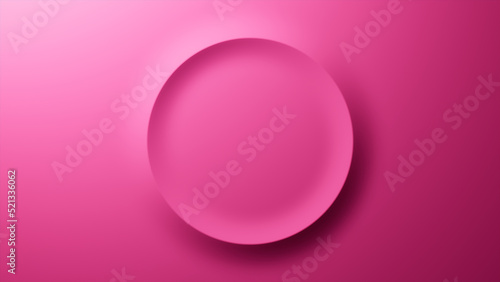 Pink Gradient Background with Embossed Circle. Minimalist Surface with Extruded 3D Shape. 3D Render. photo