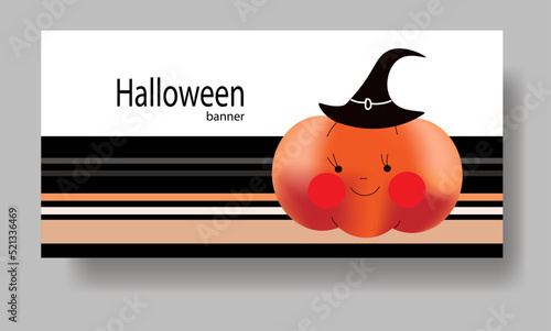 Pumpkins kawaii cute character banner cartoon  smiling face vegetable gourd happy emotions vector illustration